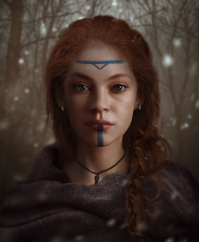 Woman with Red Hair — Brown, Dramatic, Winter
