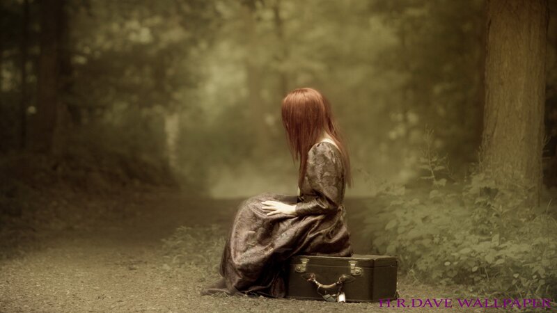 Woman with Red Hair — Brown, Melancholic, Digital Art