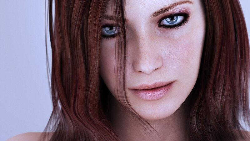 Woman with Red Hair — Brown, Neutral, 3d Render