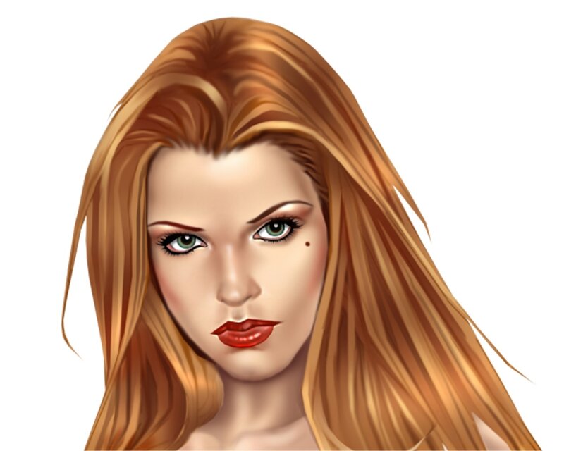 Woman with Red Hair — Brown, Neutral, Digital Art