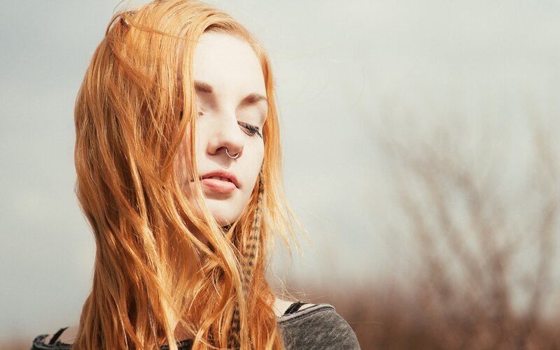 Woman with Red Hair — Calm, Afternoon, Photograph, Nose Ring