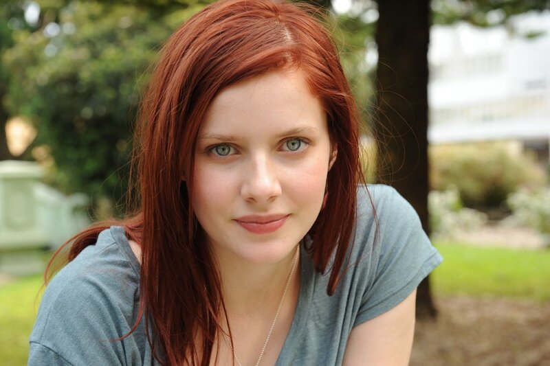 Woman with Red Hair — Calm, Afternoon, Photograph, Tree, Grass