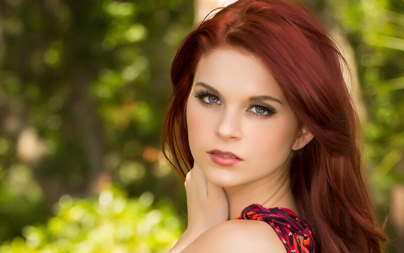 Woman with Red Hair — Calm, Afternoon, Photograph, Trees, Shoulder