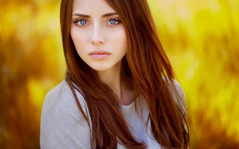 Woman with Red Hair — Calm, Autumn, Photograph, Blonde Hair