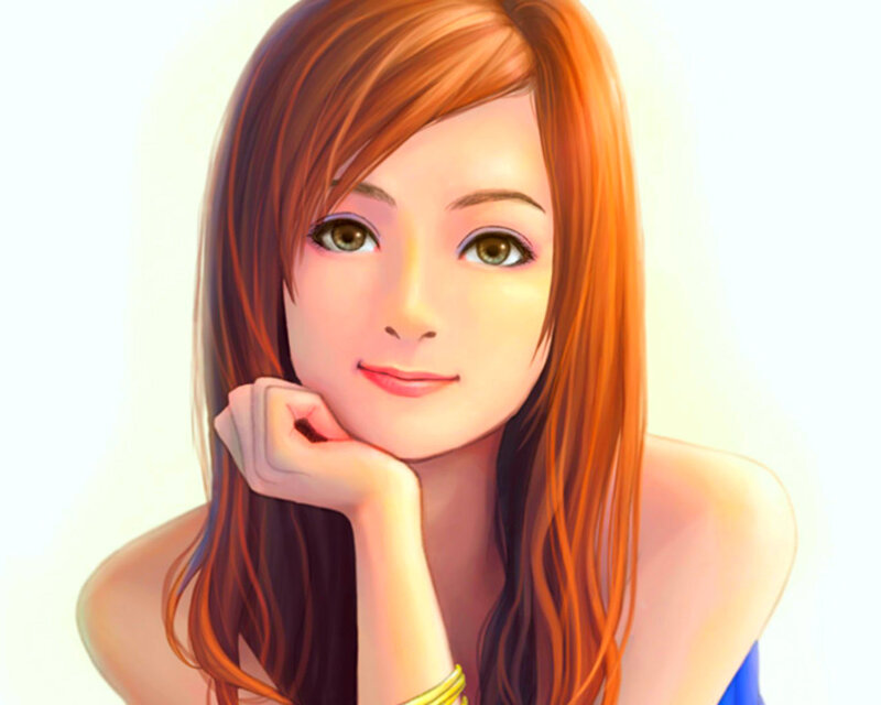Woman with Red Hair — Calm, Digital Art, Hand