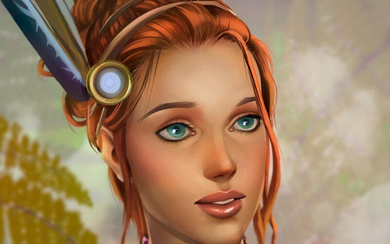 Woman with Red Hair — Calm, Digital Art, Headband