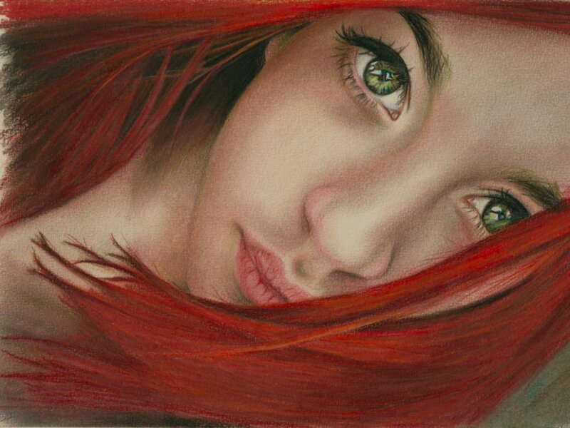 Woman with Red Hair — Calm, Illustration, Eyes