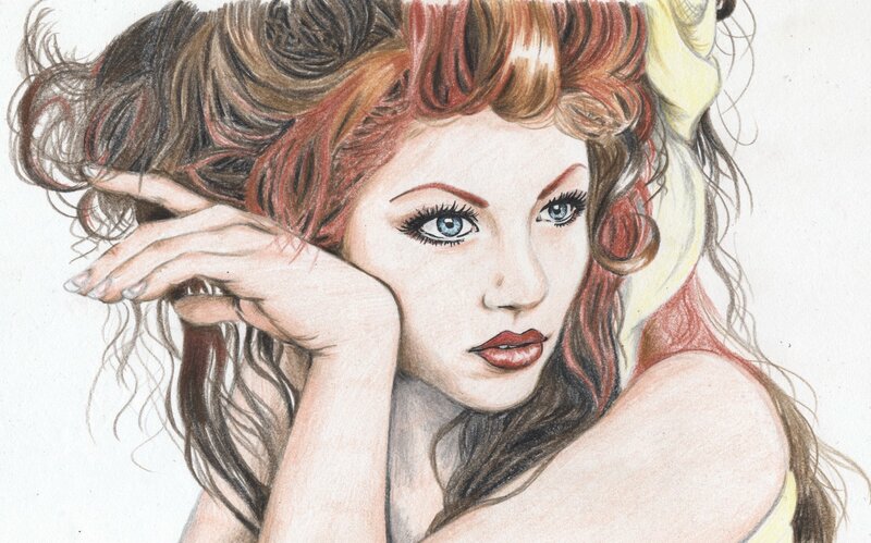 Woman with Red Hair — Calm, Illustration, Hand