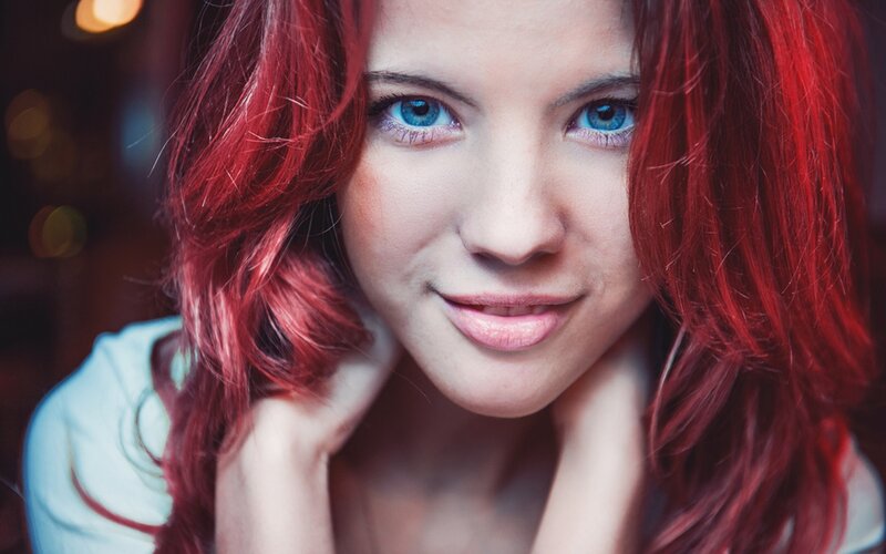 Woman with Red Hair — Calm, Night, Photograph