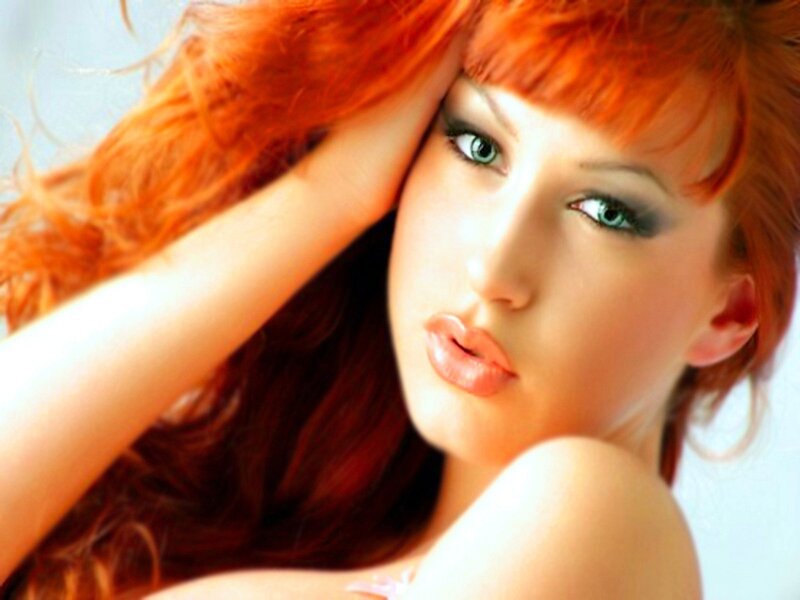 Woman with Red Hair — Calm, Photograph, Eyes, Hand