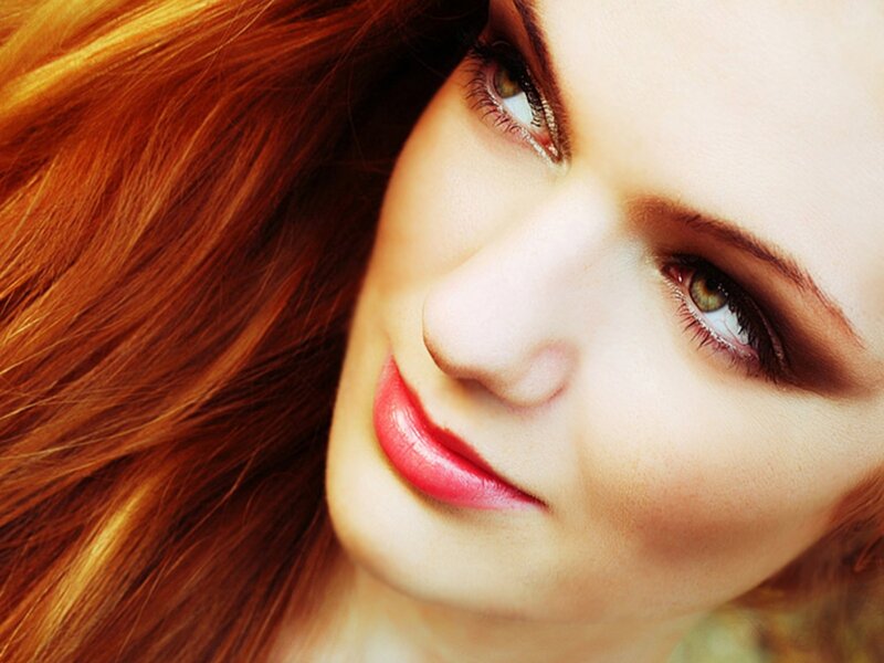 Woman with Red Hair — Calm, Photograph, Eyes, Lips