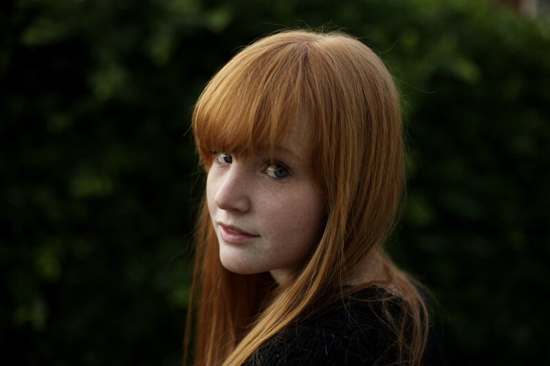 Woman with Red Hair — Calm, Photograph, Face, Greenery