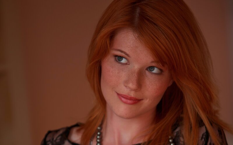 Woman with Red Hair — Calm, Photograph, Freckles, Necklace