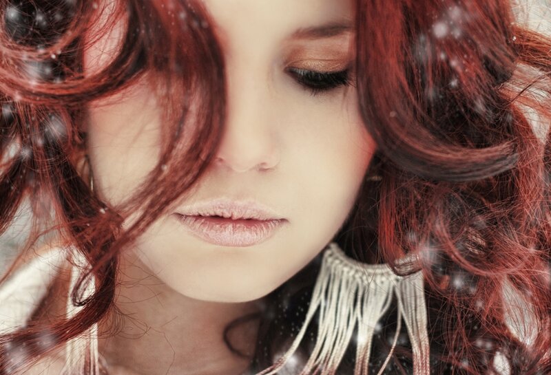 Woman with Red Hair — Calm, Winter, Photograph