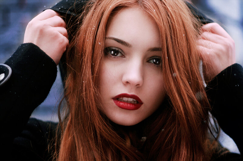 Woman with Red Hair — Cold, Winter