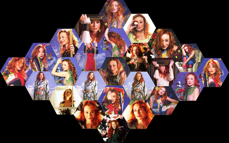 woman with red hair collage