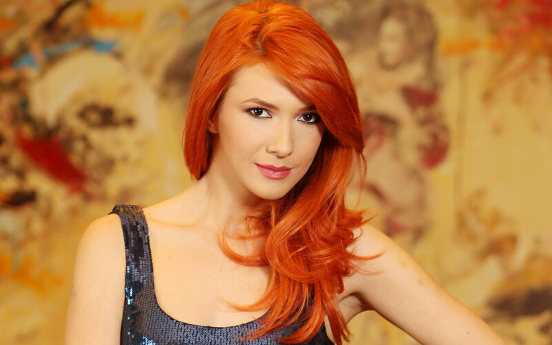 Woman with Red Hair — Confident, Photograph, Sequin Top
