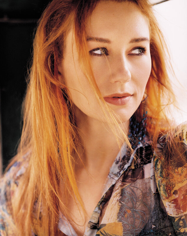 Woman with Red Hair — Contemplative, Afternoon, Photograph, Beaded Necklace