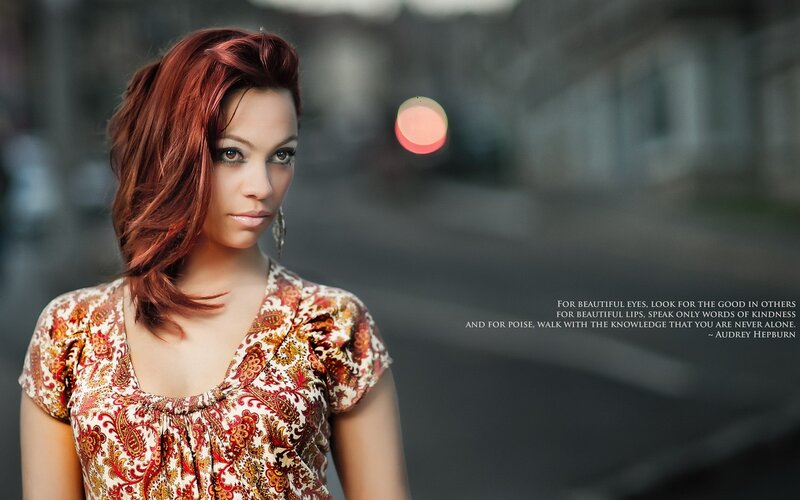 Woman with Red Hair — Contemplative, Night, Photograph