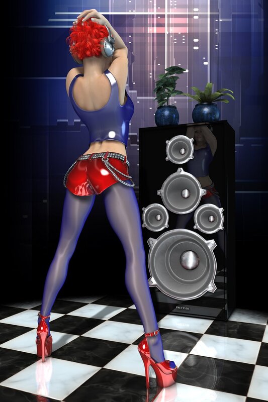 woman with red hair dancing