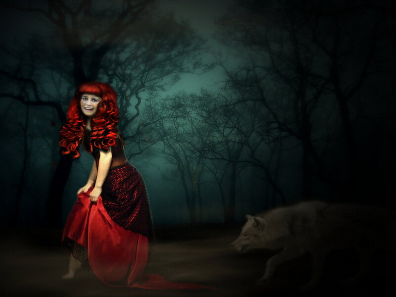 Woman with Red Hair — Dark, Night