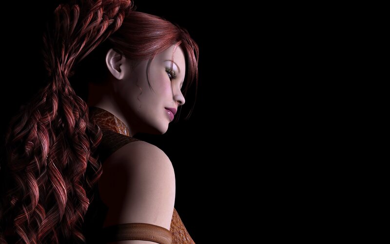 Woman with Red Hair — Dramatic, 3d Render, Shoulder