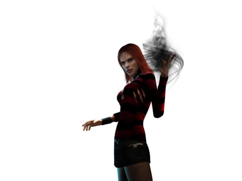 Woman with Red Hair — Dramatic, 3d Render, Smoke