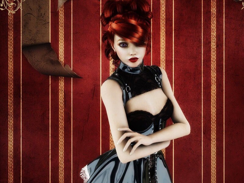 Woman with Red Hair — Dramatic, 3d Render