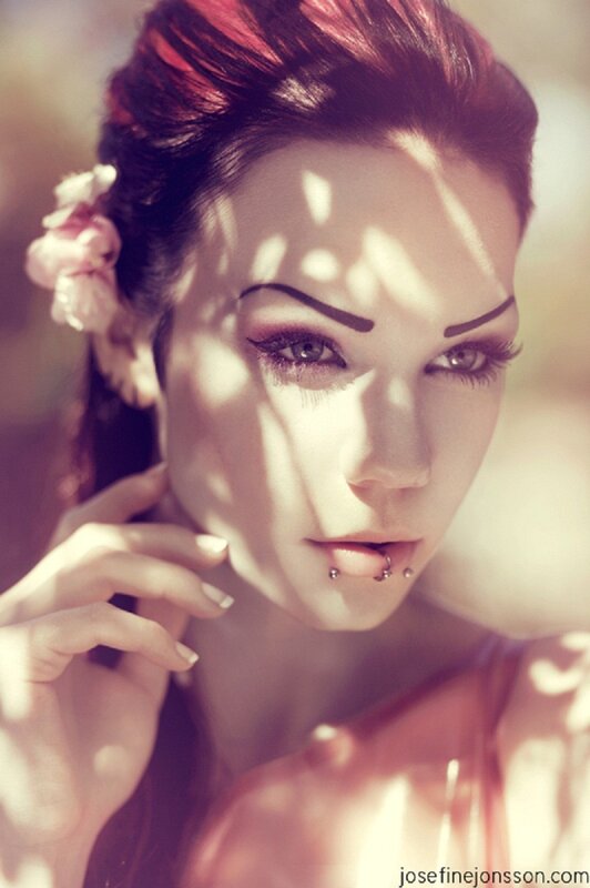 Woman with Red Hair — Dramatic, Afternoon, Photograph, Flower