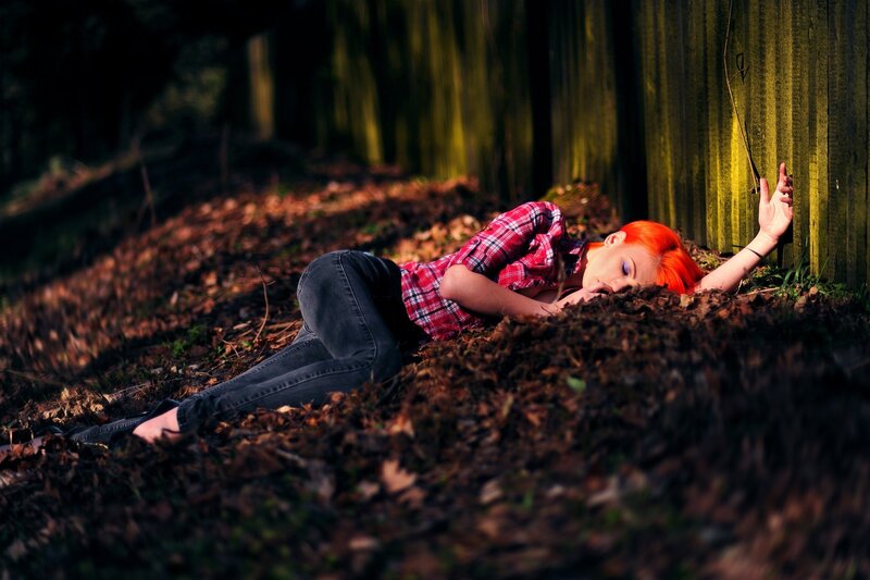 Woman with Red Hair — Dramatic, Autumn, Photograph