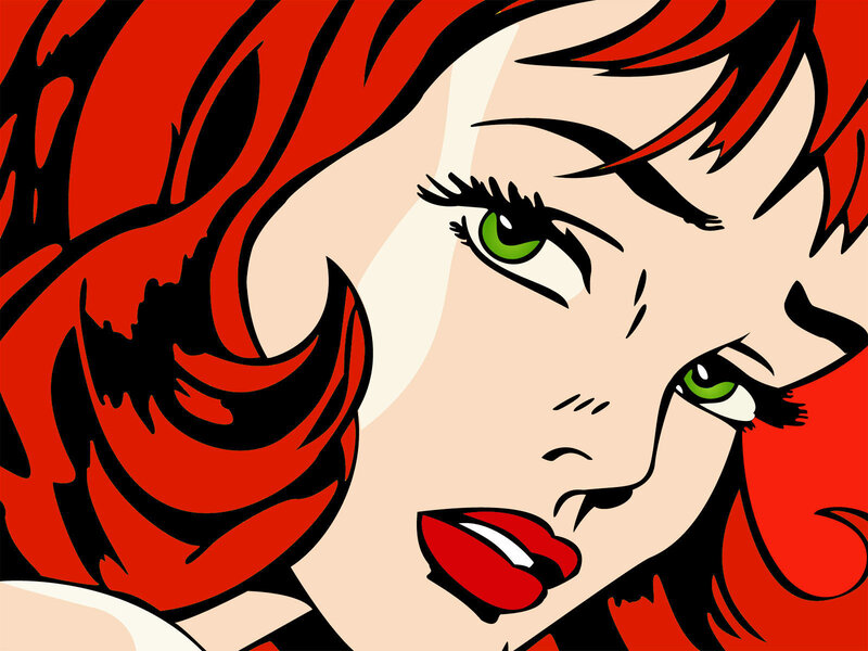 Woman with Red Hair — Dramatic, Comic, Green Eyes