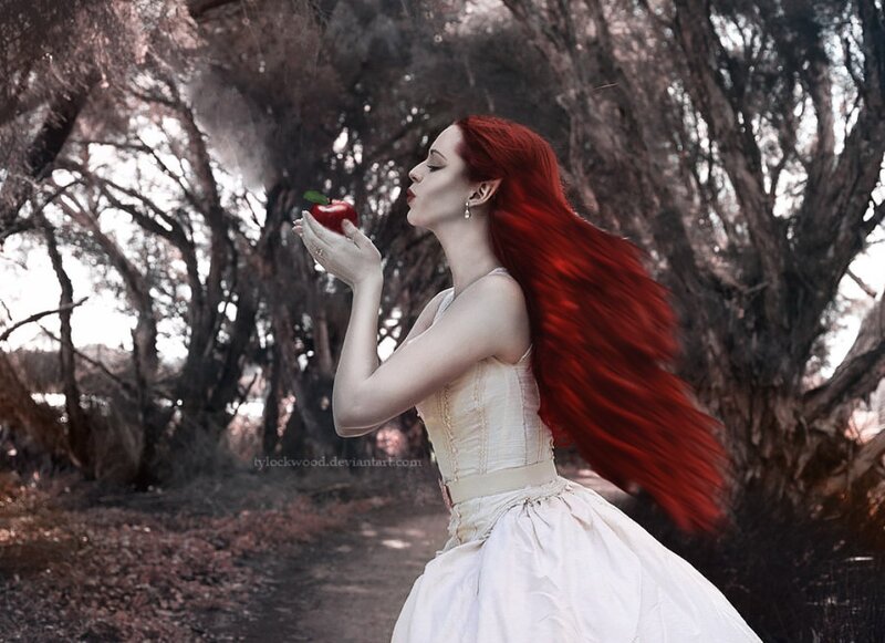 Woman with Red Hair — Dramatic, Digital Art, Apple, Dress