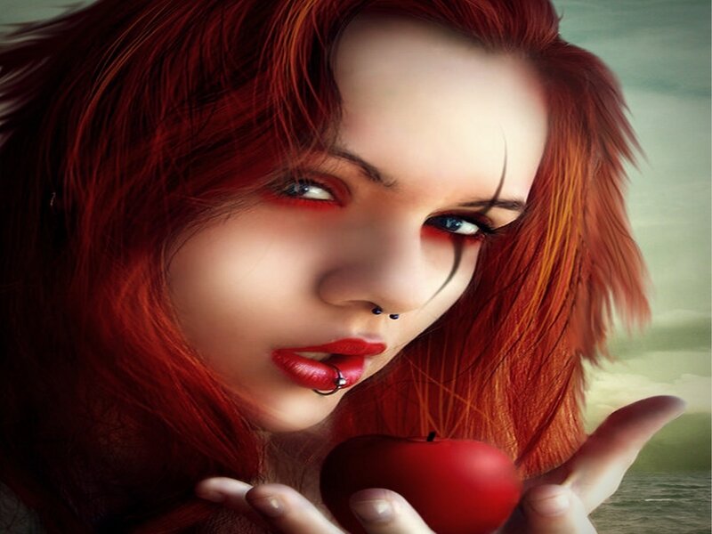 Woman with Red Hair — Dramatic, Digital Art, Apple
