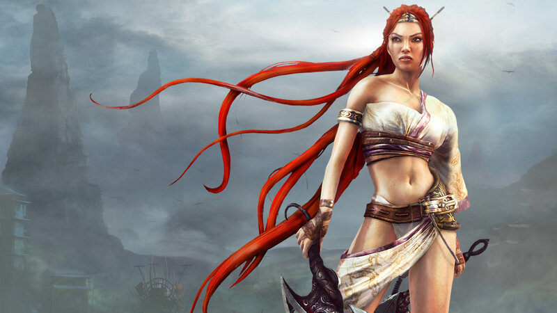 Woman with Red Hair — Dramatic, Digital Art, Axe