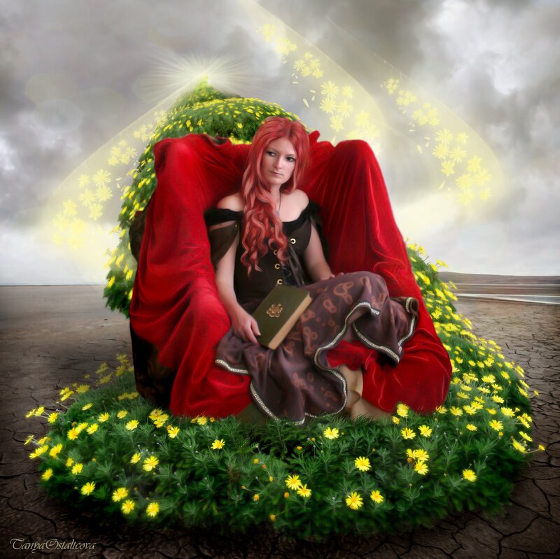 Woman with Red Hair — Dramatic, Digital Art, Book