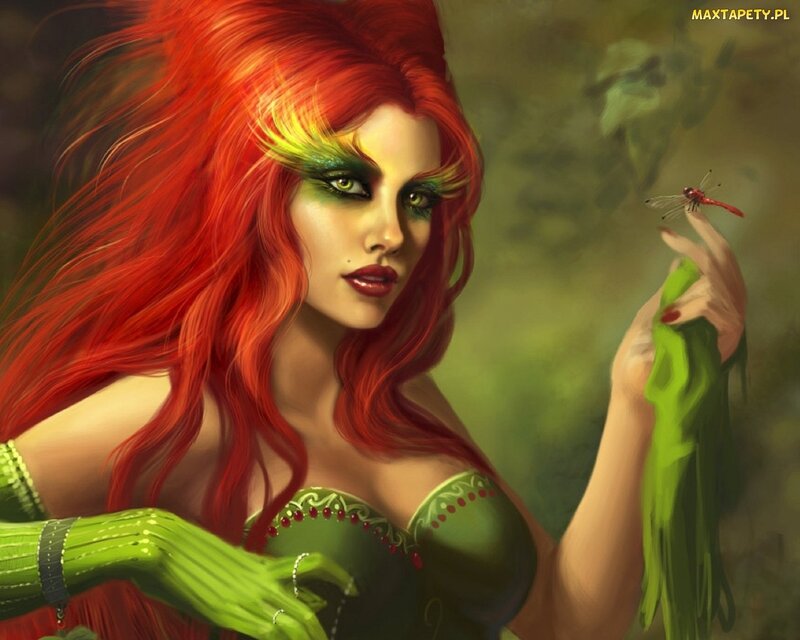 Woman with Red Hair — Dramatic, Digital Art, Dragonfly