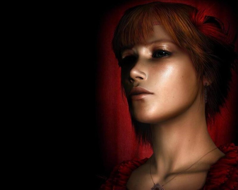 Woman with Red Hair — Dramatic, Digital Art, Earring