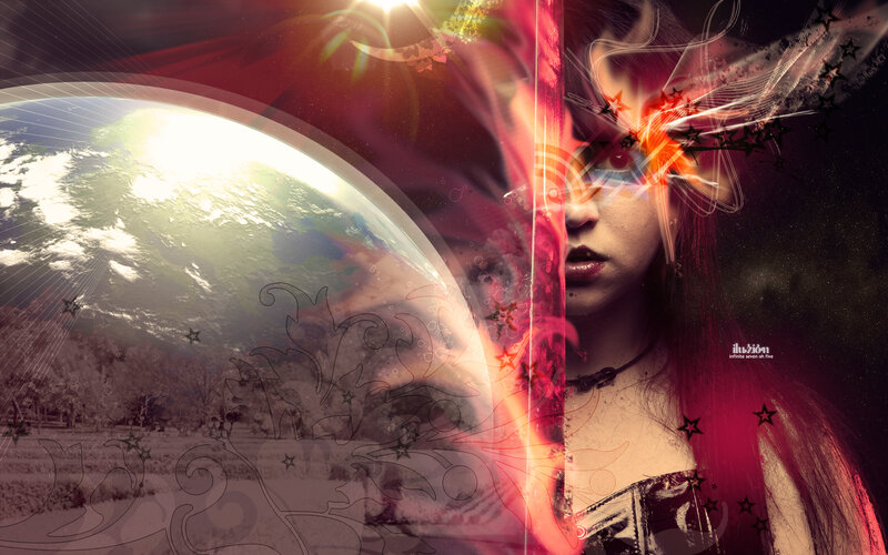 Woman with Red Hair — Dramatic, Digital Art, Earth