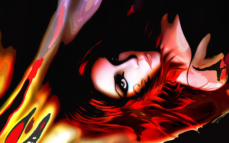 Woman with Red Hair — Dramatic, Digital Art, Face, Arm