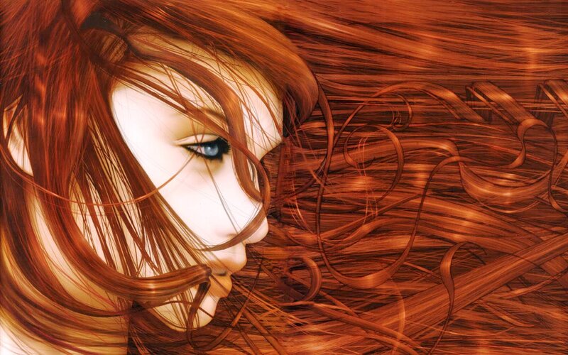 Woman with Red Hair — Dramatic, Digital Art, Face, Eye