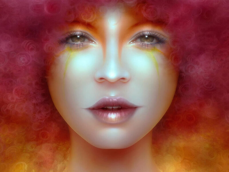 Woman with Red Hair — Dramatic, Digital Art, Face, Tears