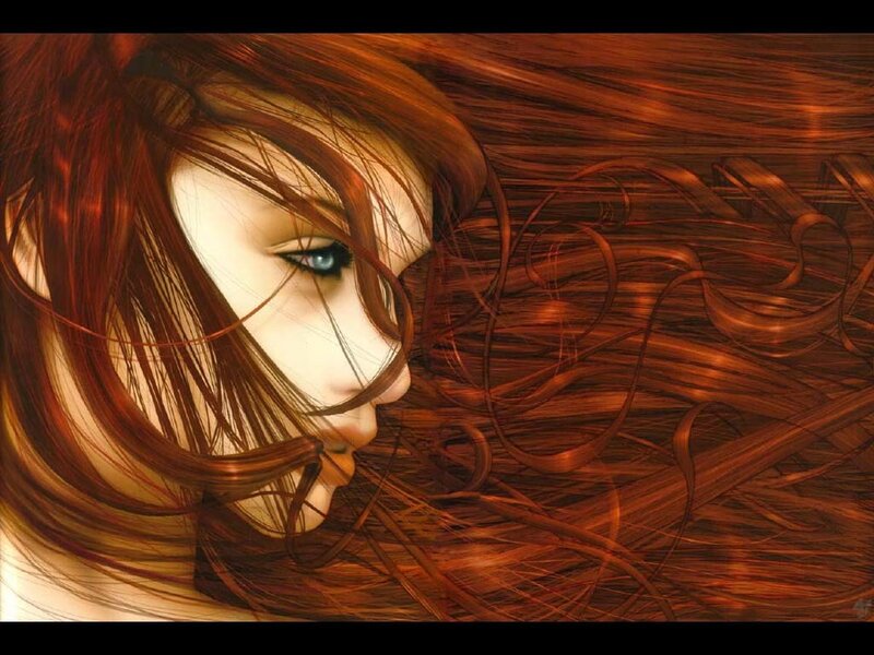 Woman with Red Hair — Dramatic, Digital Art, Face