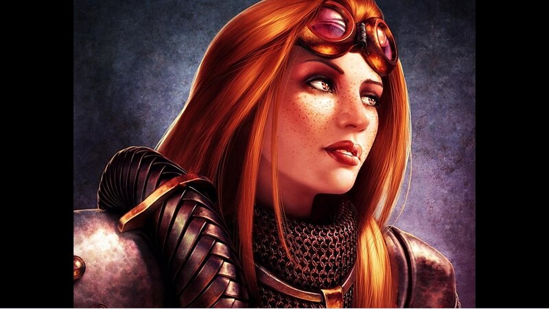 Woman with Red Hair — Dramatic, Digital Art, Goggles