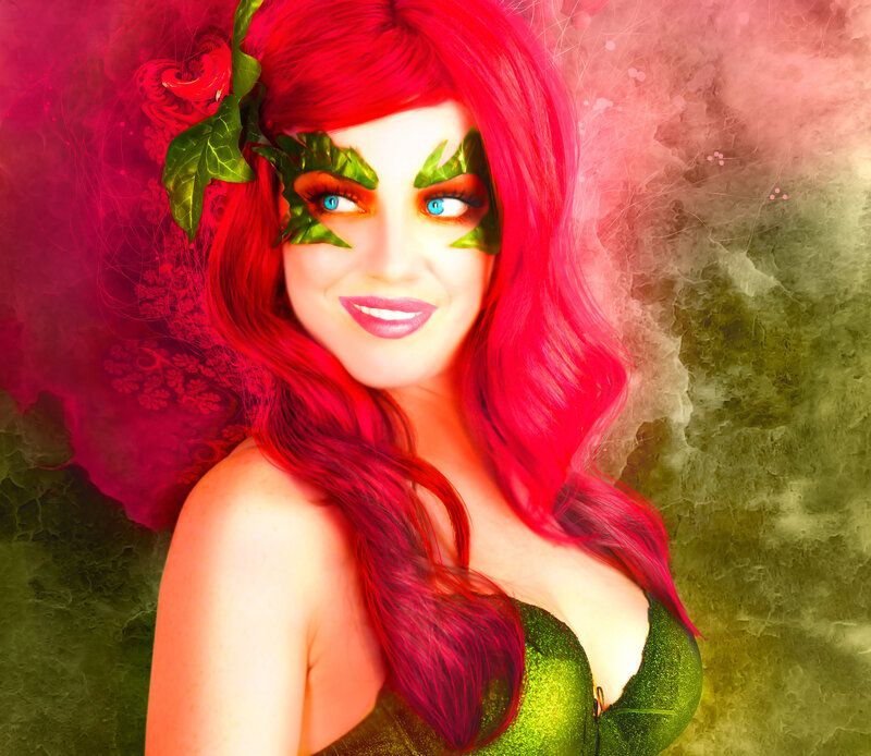 Woman with Red Hair — Dramatic, Digital Art, Green Costume