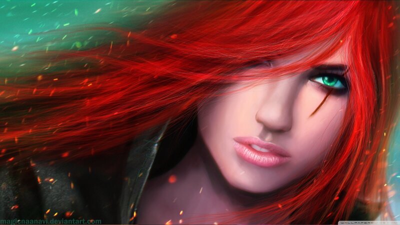 Woman with Red Hair — Dramatic, Digital Art, Green Eyes, Sparkles, Jacket