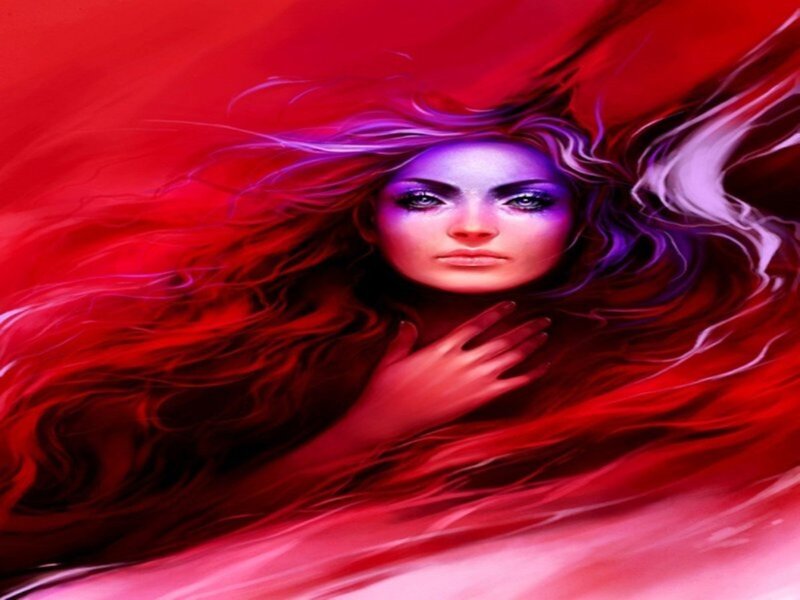 Woman with Red Hair — Dramatic, Digital Art, Hand