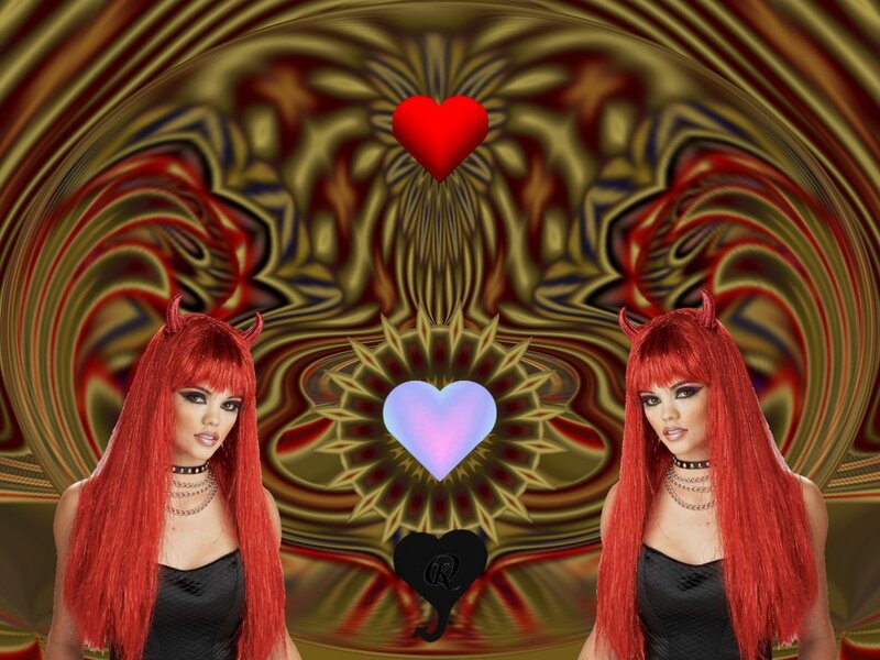 Woman with Red Hair — Dramatic, Digital Art, Heart, Horns
