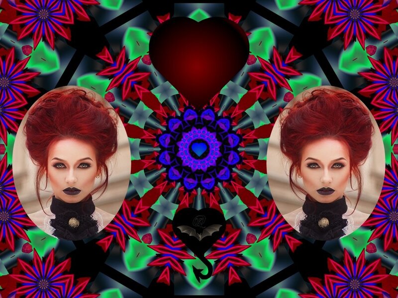 Woman with Red Hair — Dramatic, Digital Art, Heart, Mandala