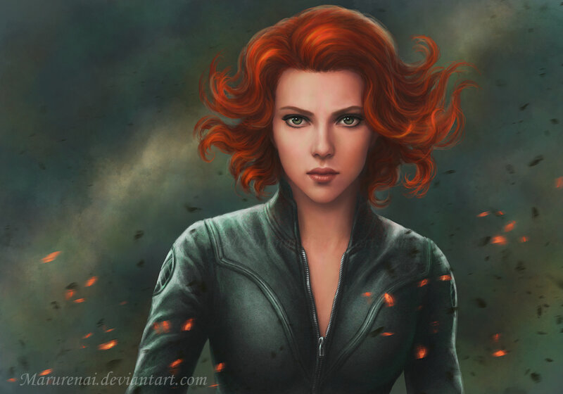 Woman with Red Hair — Dramatic, Digital Art, Leather Jacket