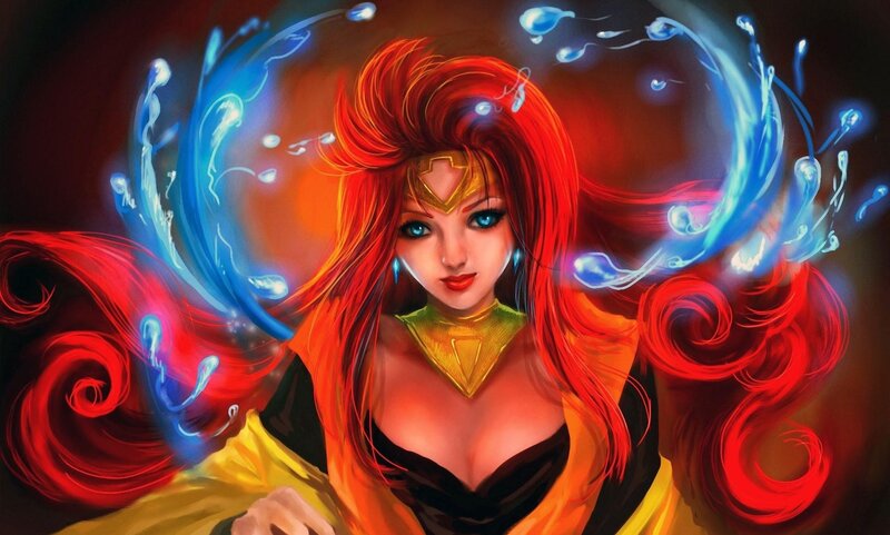 Woman with Red Hair — Dramatic, Digital Art, Magic